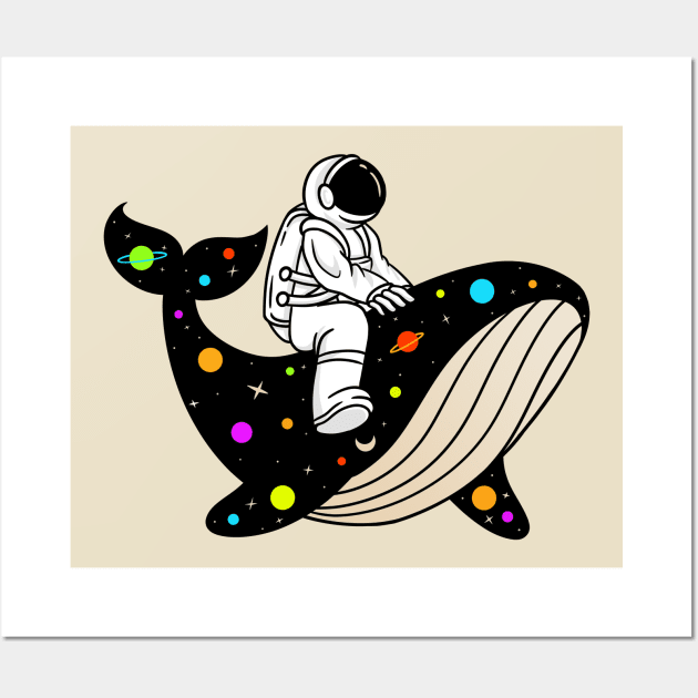 Astronauts And Whale Space Wall Art by Illustrasikuu